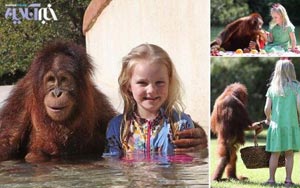عکس های باور نکردنی زندگی دختر با یک میمون!
