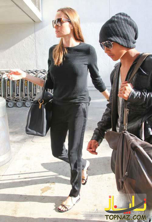 عکس های آنجلینا جولی و پسرش مادوکس در فرودگاه لس آنجلس