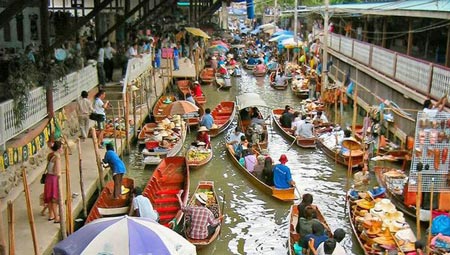 تایلند,جاهای دیدنی تایلند, بازار روی آب تایلند
