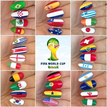 تزیین و طراحی ناخن به سبک جام جهانی