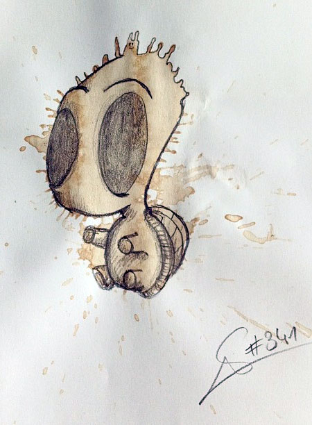 عکس از نقاشی های خلاقانه با لکه های قهوه