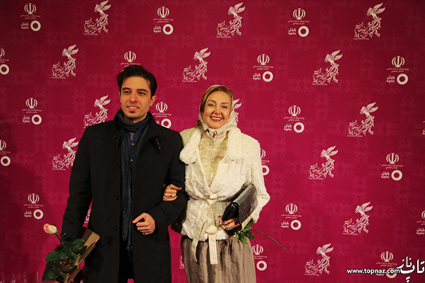 کتایون ریاحی و پسرش در افتتاجیه سی و چهارمین جشنواره فیلم فجر