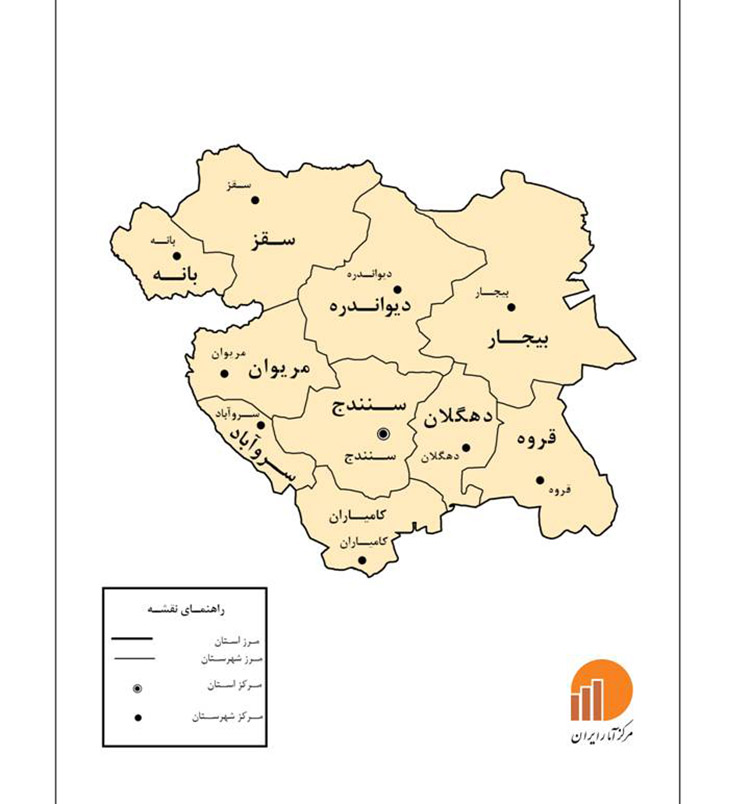 راهنمای سفر نوروزی به استان کردستان نقشه کردستان
