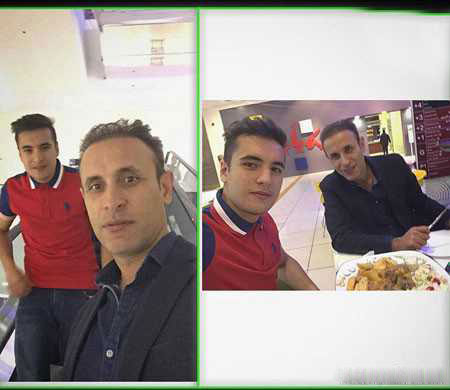 سلفی یحیی گلمحمدی با پسرش امیرحسین در یک رستوران.