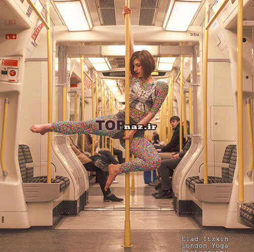 عکس های جالب رقصیدن دختر در مترو!