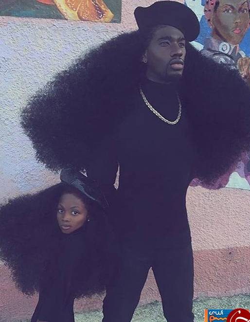 عکس های پدر و دختر سیاه پوست که به دلیل موهایشان معروف شدند!