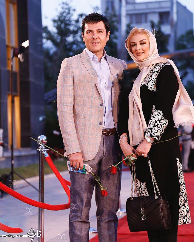 عکس بازیگران و همسرانشان - کورش تهامی با همسرش در جشن حافظ