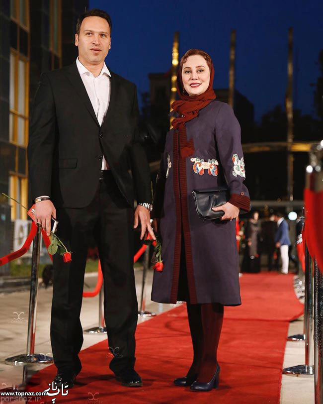 عکس بازیگران و همسرانشان - آرام جعفری با همسرش در جشن حافظ