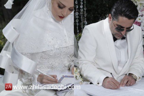 عکس های جدید ژیلا صادقی مجری معروف ایرانی در لباس عروس در کنار همسرش