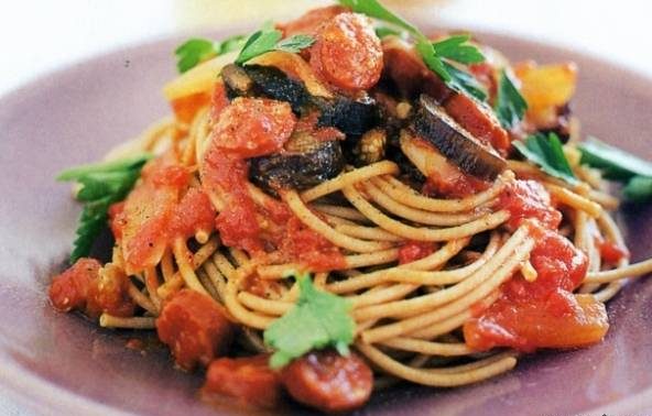 اسپاگتی با سس بادمجان