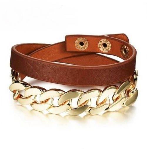 مدل دستبند چرم طلا زنانه