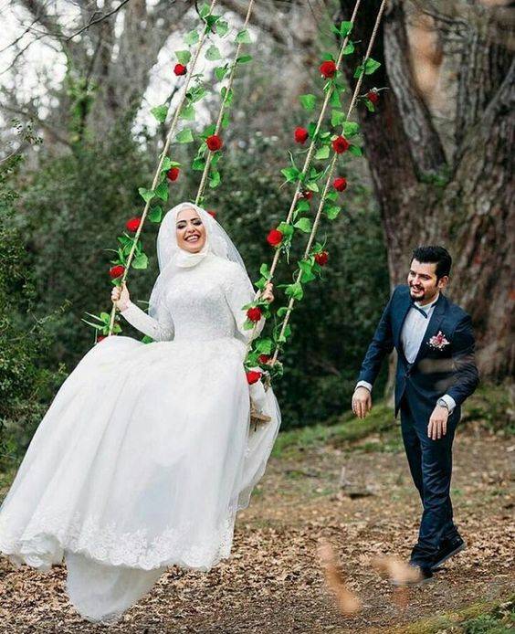 ایده های عکاسی عروس روی تاب و در جنگل و فضای سبز