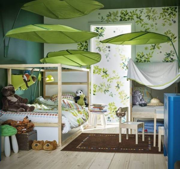  اتاق خواب کودک به رنگ سبز و تم جنگل
