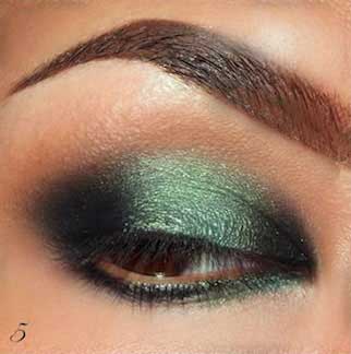 آموزش تصویری آرایش چشم به رنگ سبز و دودی