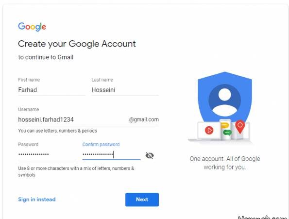 آموزش ساخت اکانت جیمیل Gmail به صورت تصویری و مرحله به مرحله موبایل و دسکتاپ